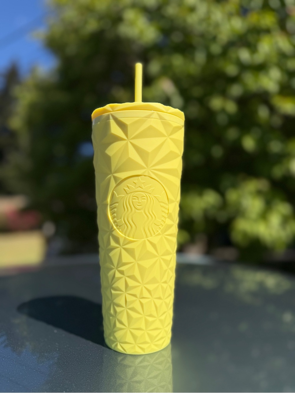 NWOT Starbucks Yellow Textured Geometric Tumbler 24oz Summer 2025